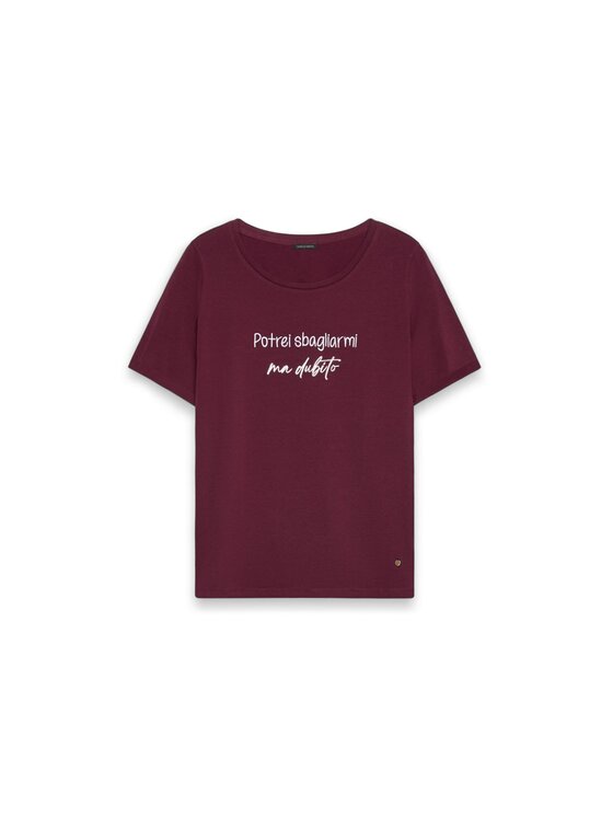Fiorella Rubino Fiorella Rubino T-Shirt G0EPL109369N036 Bordowy Regular Fit
