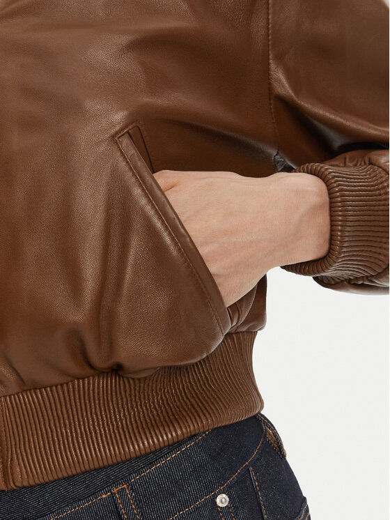 Serge Pariente Serge Pariente Nahkjope Gaia Pruun Regular Fit