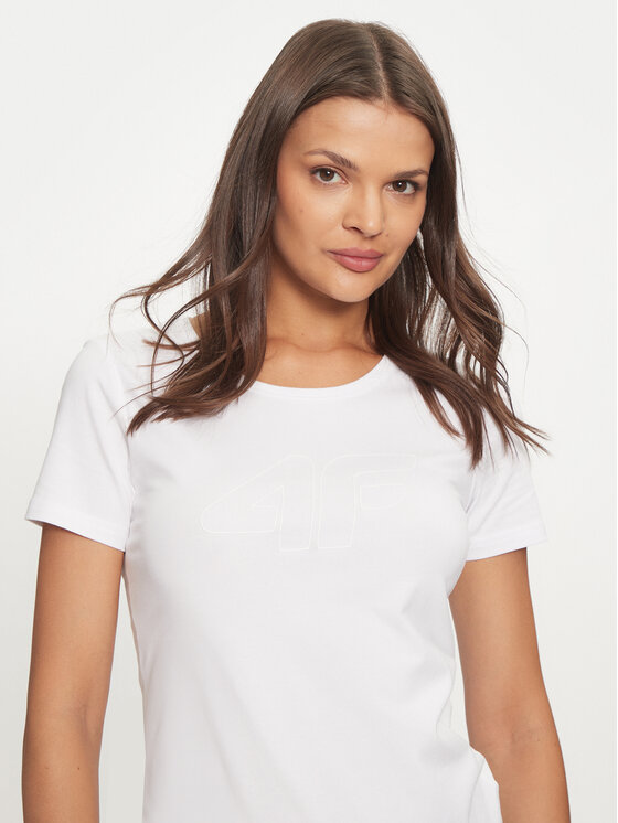 4F 4F T-särk 4FWMM00TTSHF1846 Valge Slim Fit