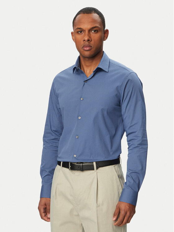 Calvin Klein Cămașă Essentials LV019EU037 Albastru deschis Slim Fit