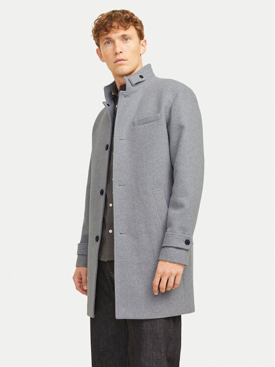 Jack&Jones Jack&Jones Vilnonis paltas Melton 12258672 Pilka Regular Fit