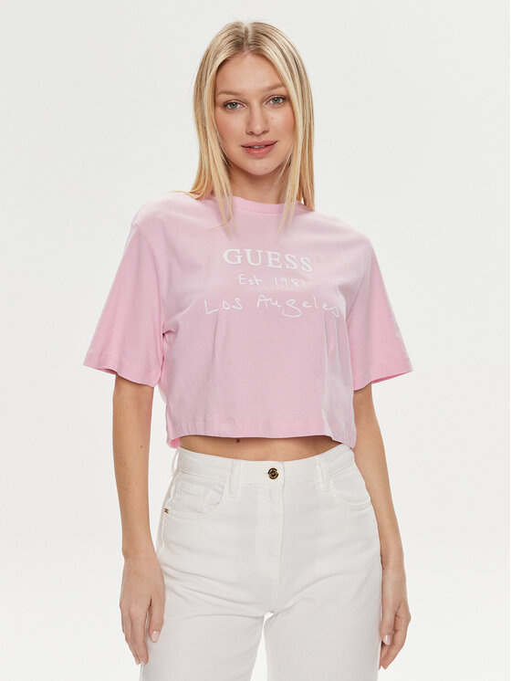 Guess Tričko Dakota V4GI13 JA914 Ružová Boxy Fit