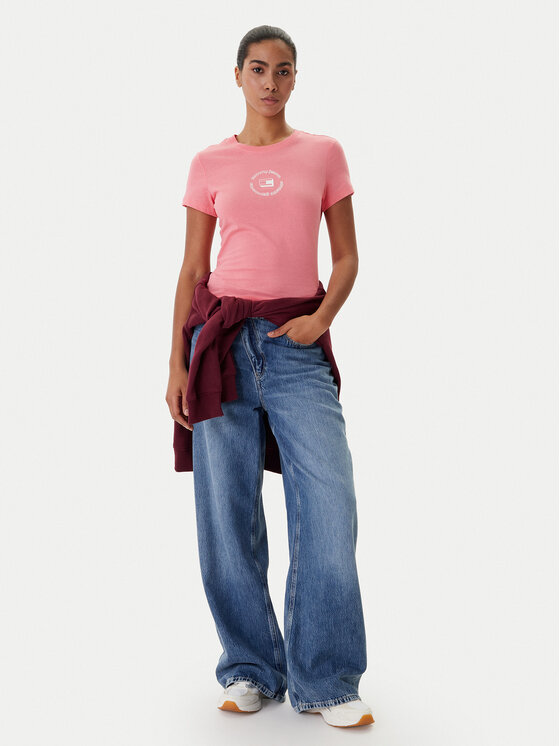 Tommy Jeans Tommy Jeans T-Shirt DW0DW22273 Růžová Slim Fit