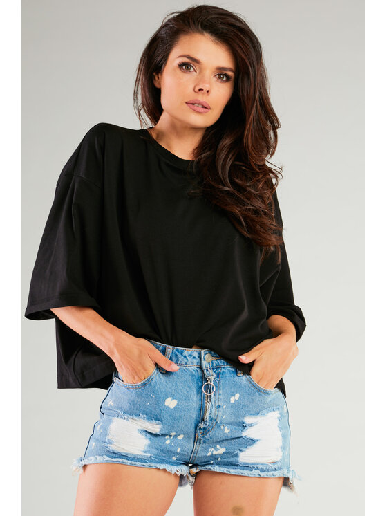 Infinite You Infinite You Bluzka M265 Czarny Basic Fit