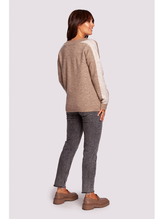 BeWear BeWear Sweter BK093 Brązowy Modern Fit