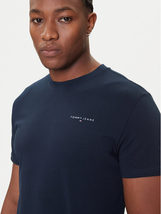 Tommy Jeans Tommy Jeans T-Shirt Linear Chest DM0DM21780 Tmavomodrá Slim Fit