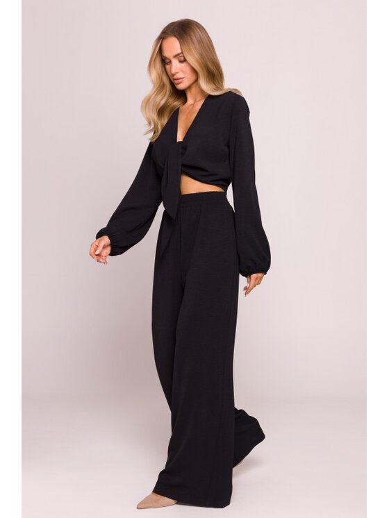 Made of Emotion Made of Emotion Bluzka M861 Czarny Cropp Fit