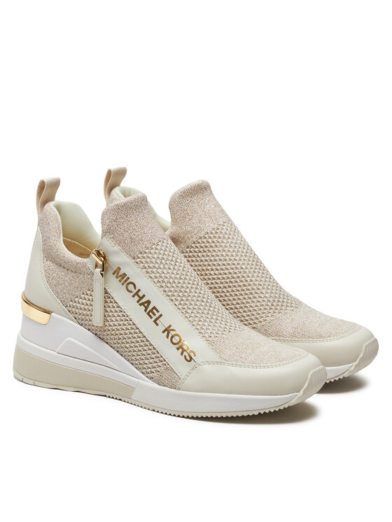 MICHAEL Michael Kors MICHAEL Michael Kors Laisvalaikio batai Wills Metallic Stretch Knit Trainer 43S3WIFS4D Smėlio