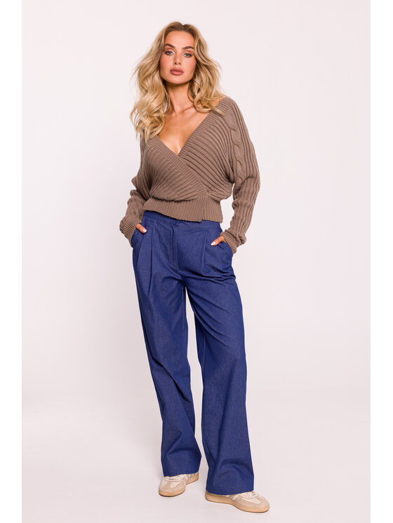 Made of Emotion Made of Emotion Sweter M809 Beżowy Active Fit