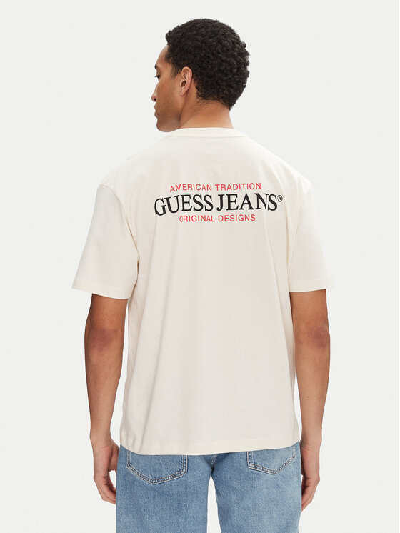 Guess Jeans Guess Jeans Póló M4BI75 K8FQ4 Ekru Overshirt Fit