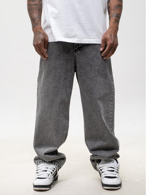 Jigga Wear Jigga Wear Jeansy Super bagy spray marmurkowe 130748 Czarny Baggy Fit