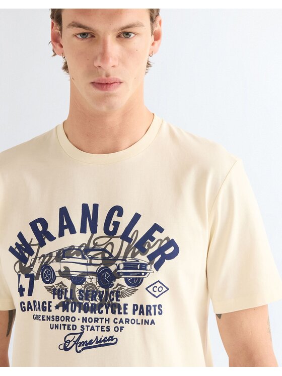 Wrangler Wrangler T-Shirt AMERICANA TEE Biały Regular Fit