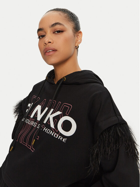 PINKO PINKO Džemperis ar kapuci 103129 A1LU Melns Regular Fit