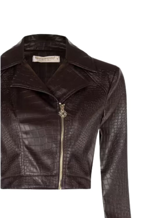 Rinascimento Rinascimento Chiodo di pelle Giubbino donna Marrone Slim Fit