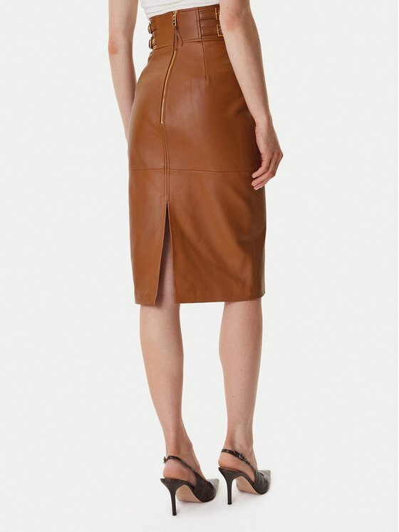 Elisabetta Franchi Elisabetta Franchi Bőr szoknya GP-09Z-61E2-V890 Barna Regular Fit