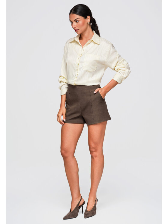 Ombre Ombre Koszula OW-SH-E0056 Kremowy Oversize