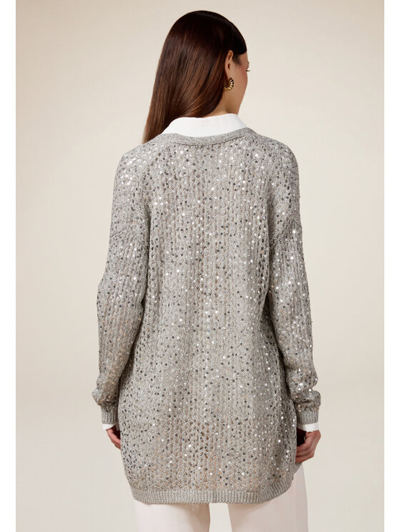 Oltre Oltre Kardigan M408E001754N013 Szary Baggy Fit