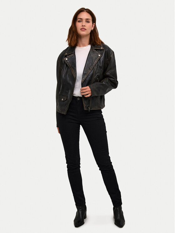 Kaffe Kaffe Шкіряна куртка Jane 10508826 Чорний Regular Fit