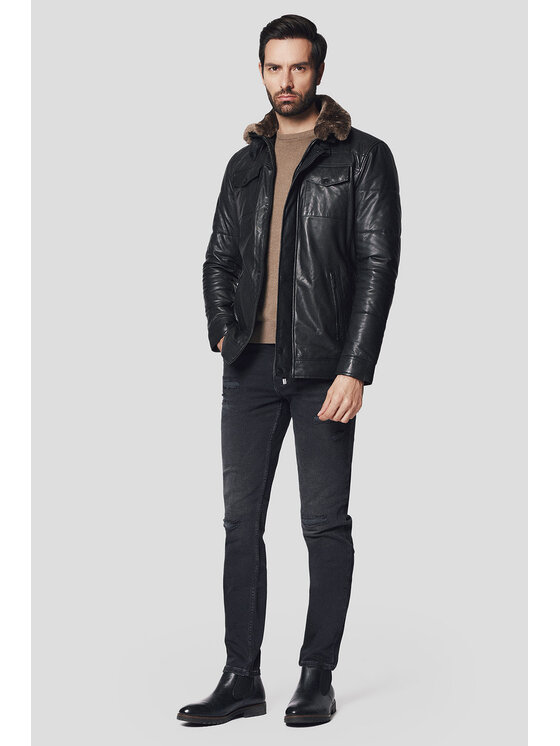Lancerto Lancerto Kurtka skórzana Rhone KU068224000008 Czarny Regular Fit