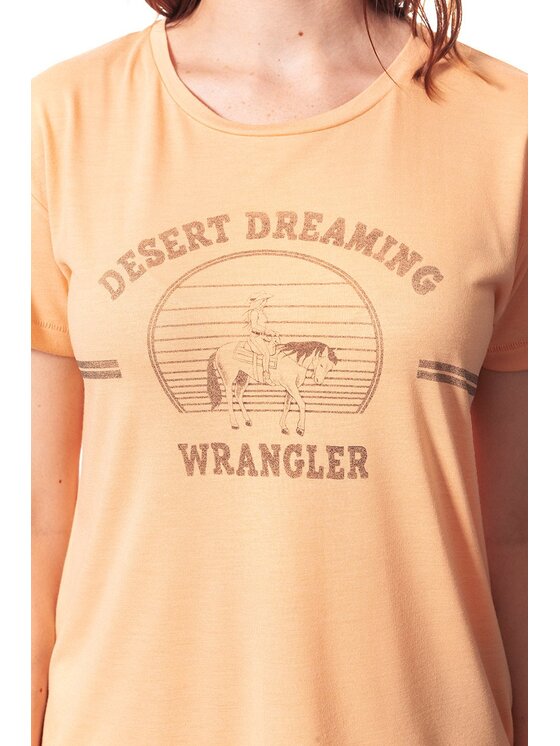 Wrangler Wrangler T-Shirt DRAPE Pomarańczowy Slim Fit