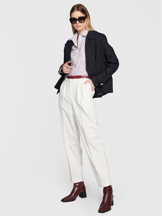 Tommy Hilfiger Tommy Hilfiger Hlače WW0WW37287 Bijela Tapered Fit