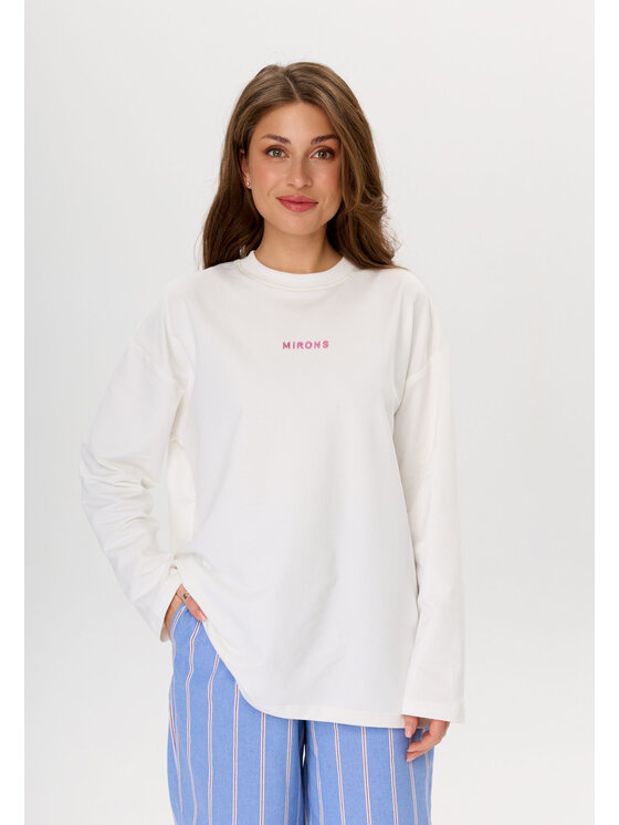 Mirons Mirons Longsleeve Print Biały Oversize