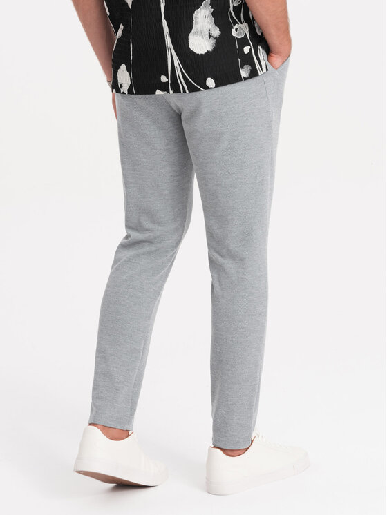 Ombre Ombre Kalhoty z materiálu OM-PACP-0116 Šedá Regular Fit
