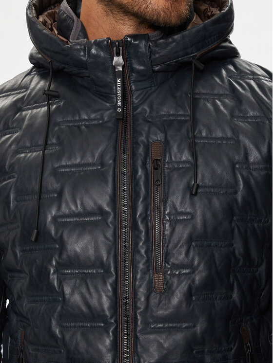 Milestone Lederjacke Tamino 431019 60305 Dunkelblau Regular Fit 