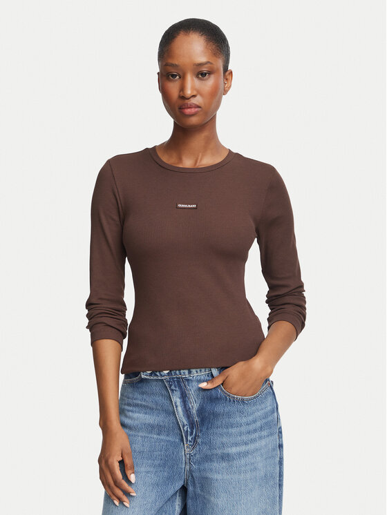 Guess Jeans Guess Jeans Блузка W6BP05 K5470 Темно-коричневий Slim Fit