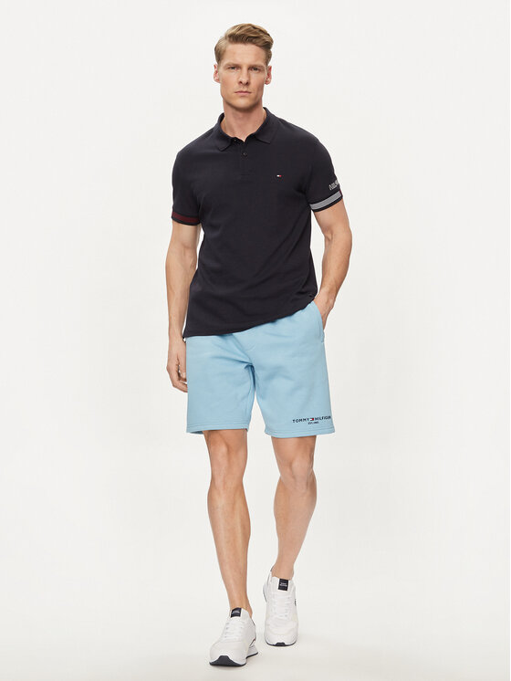 Tommy Hilfiger Tommy Hilfiger Polo Flag MW0MW34780 Granatowy Slim Fit