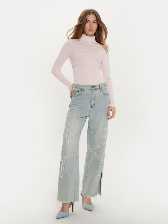 Morgan Morgan Bluză cu gât 132-MENTOS.M Roz Slim Fit