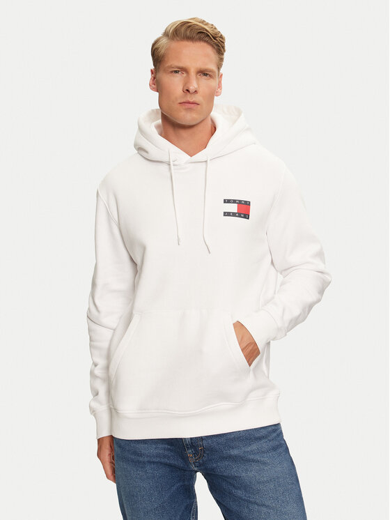 Tommy Jeans Džemperis ar kapuci Essential DM0DM20738 Balts Regular Fit