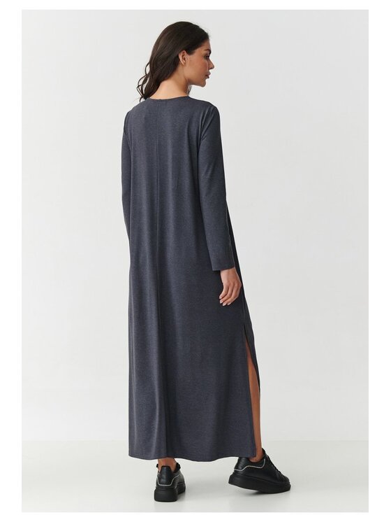 Makadamia Makadamia Sukienka codzienna M895 Szary Loose Fit