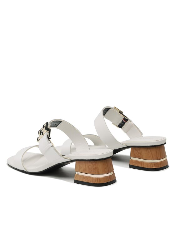 Tommy Hilfiger Tommy Hilfiger Natikači Hardware Block Mid Heel FW0FW07017 Bela