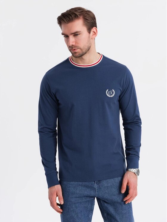 Ombre Ombre Longsleeve OM-LSCL-0128 Niebieski Regular Fit