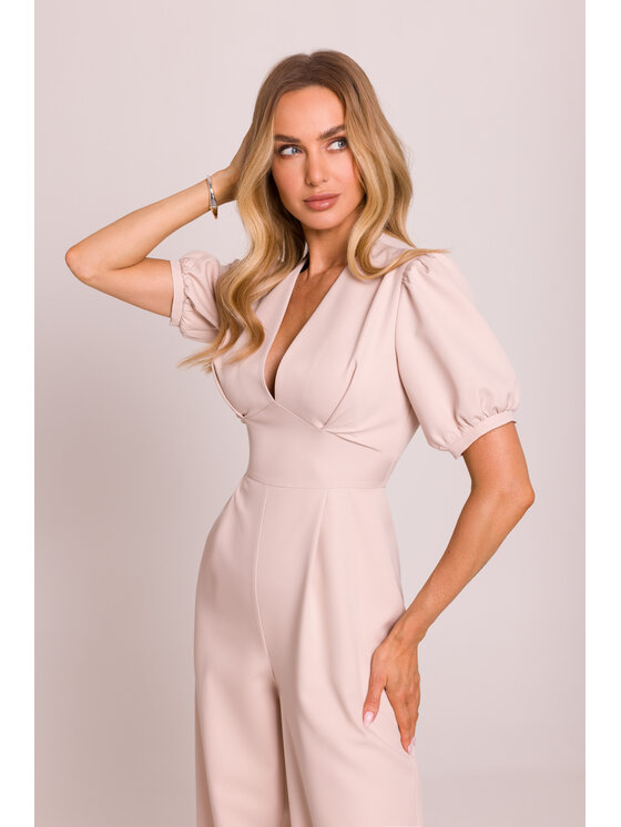 Made of Emotion Made of Emotion Jumpsuit M852 Beige Sexy Straight Fit