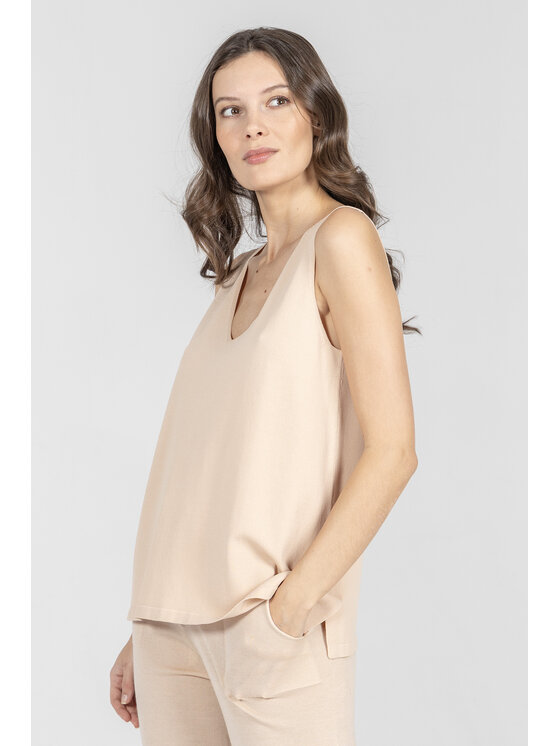 Deni Cler Milano Deni Cler Milano Top T-DC-0010-F2-20-12-1 Beżowy Regular Fit