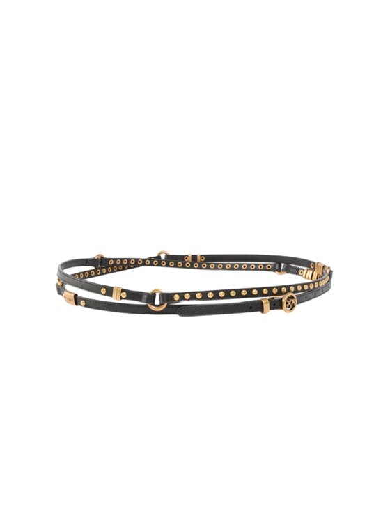 PINKO PINKO Pasek H1 DOUBLE BELT+EMBELLISHMENTS. Czarny