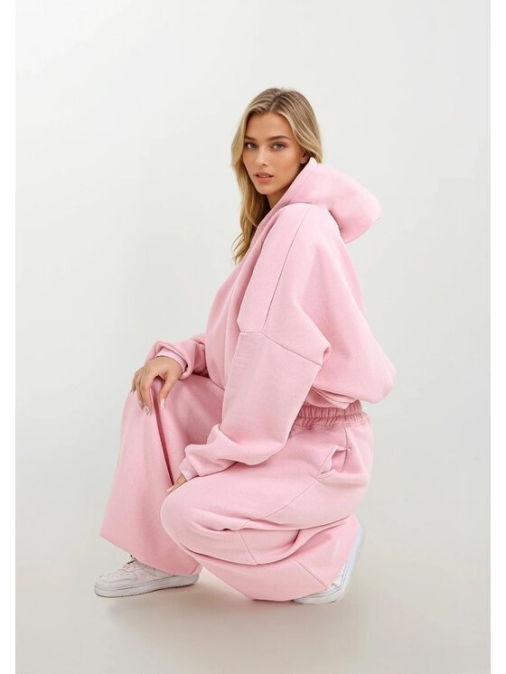 DKaren Sport DKaren Sport Komplet bluza i spodnie materiałowe DK-K-B27 Różowy Balloon Fit