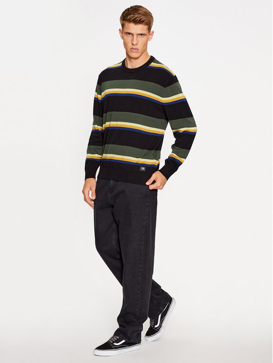 Vans Vans Majica dugih rukava Tacuba Stripe Crew Sweater VN000F50CM31 Crna Regular Fit