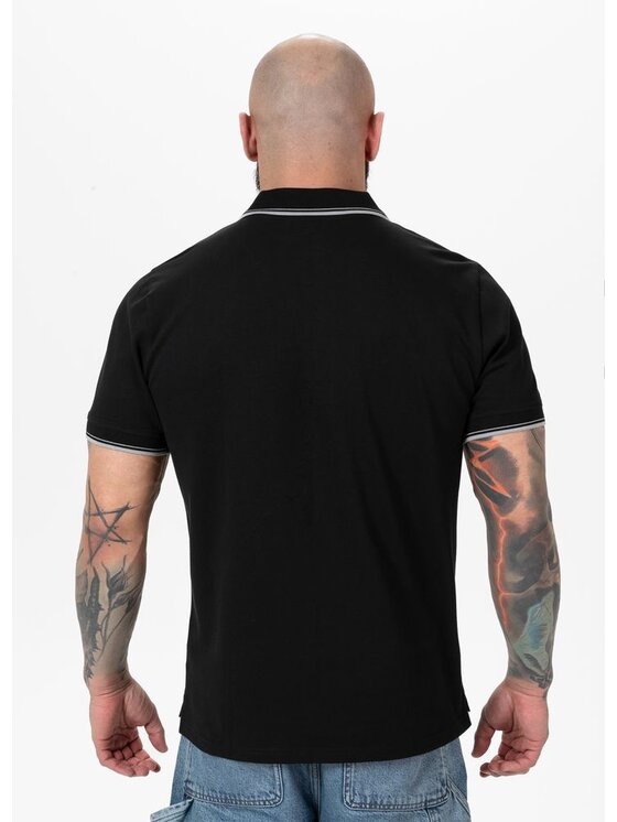 PITBULL PITBULL Polo Koszulka Polo Pique Stripes Regular XL Czarny Regular Fit