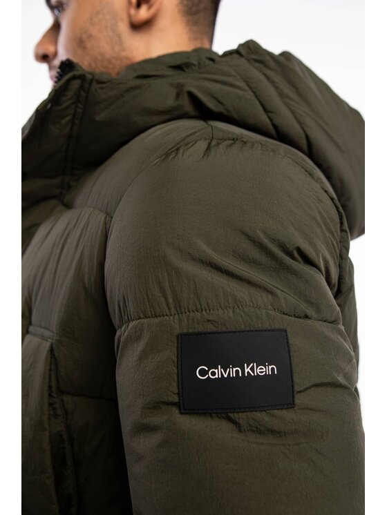 Calvin Klein Calvin Klein Giubbotto piumino Crinkle Nylon Longlength Puffer Verde Regular Fit