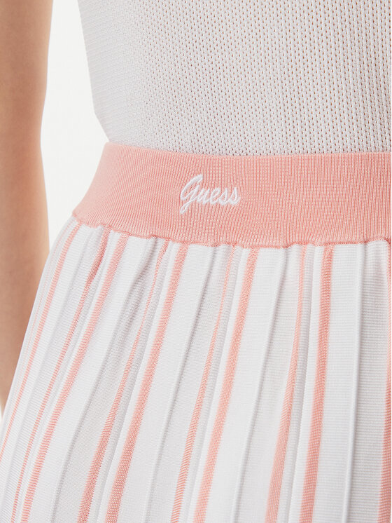 Guess Guess Plisirano krilo V5GD00 Z3D60 Bela Regular Fit