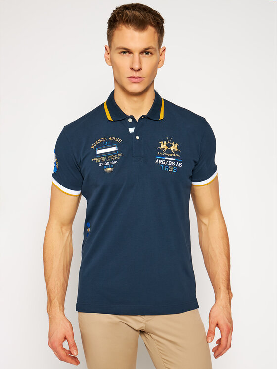 La Martina Polo marškinėliai RMP303 PK001 Tamsiai mėlyna Slim Fit •  Modivo.lt