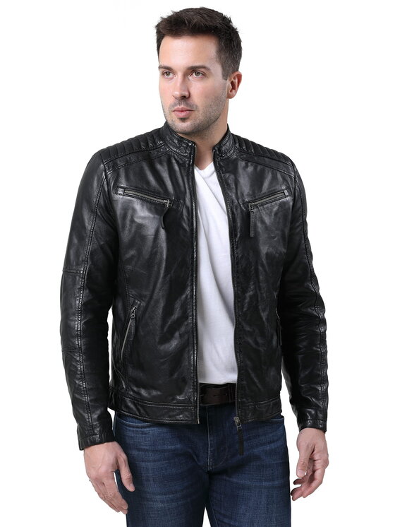 David Ryan David Ryan Kurtka skórzana ANTON Czarny Regular Fit