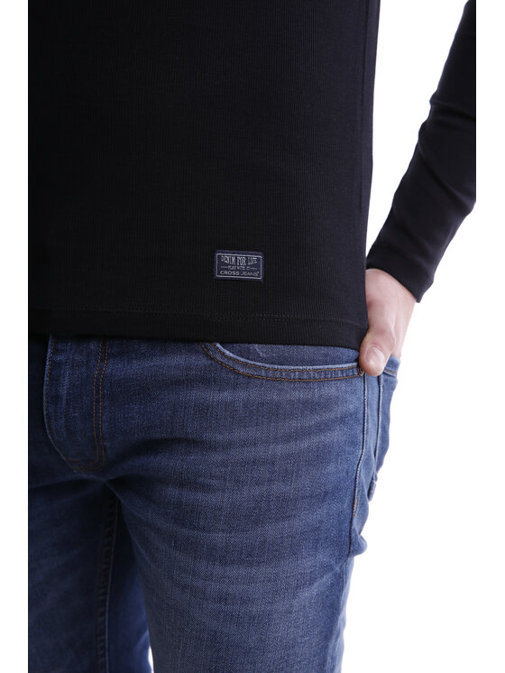 Cross Jeans Cross Jeans Longsleeve 15129-020 Czarny Slim Fit