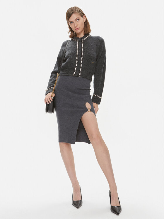 PINKO Pinko Pletena jopica Murena 102115 A18O Siva Regular Fit