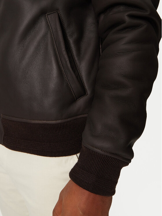 Aeronautica Militare Aeronautica Militare Μπουφάν δερμάτινο 242PN1611763 Καφέ Regular Fit