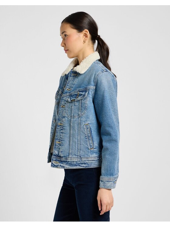 Lee Lee Kurtka jeansowa SHERPA RIDER JKT Niebieski Regular Fit