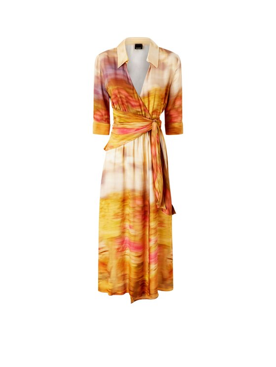 PINKO PINKO Sukienka Rosabella abito satin stampato Beżowy Regular Fit